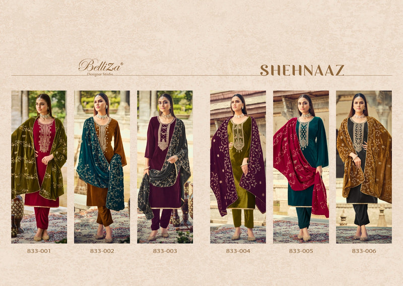 Belliza Designer Studio Shehnaaz Velvet With Heavy Embroidery Work Suits