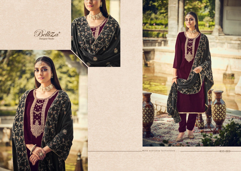 Belliza Designer Studio Shehnaaz Velvet With Heavy Embroidery Work Suits