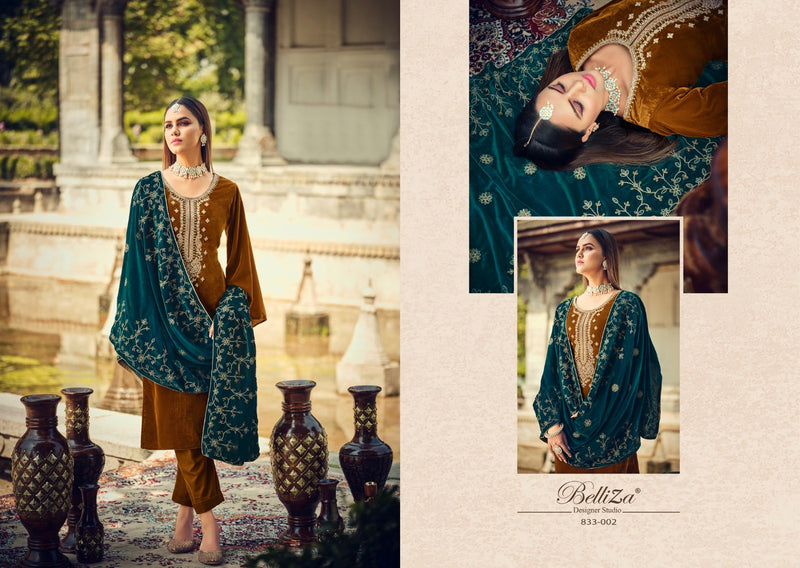 Belliza Designer Studio Shehnaaz Velvet With Heavy Embroidery Work Suits