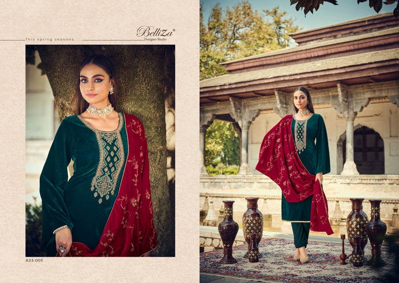 Belliza Designer Studio Shehnaaz Velvet With Heavy Embroidery Work Suits