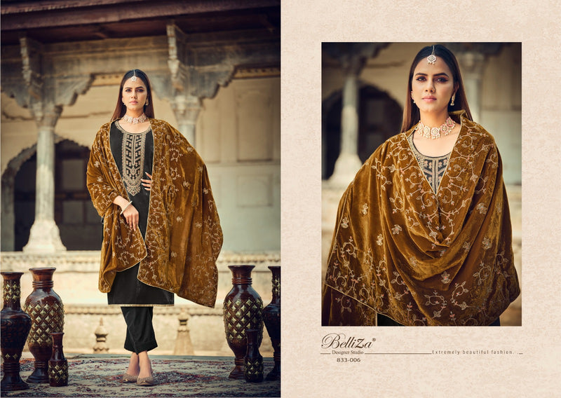 Belliza Designer Studio Shehnaaz Velvet With Heavy Embroidery Work Suits