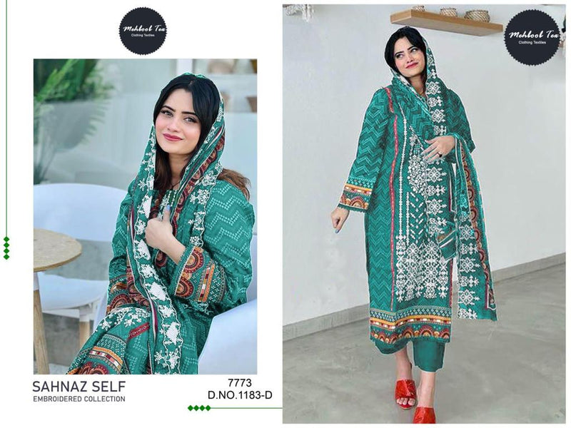 Mehboob Tex Shenaz Luxury Lawn Cotton With Self Embroidery Salwar Kameez