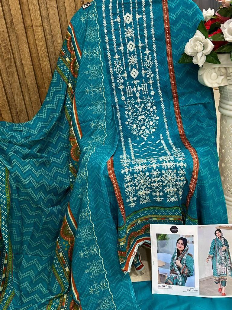 Mehboob Tex Shenaz Luxury Lawn Cotton With Self Embroidery Salwar Kameez