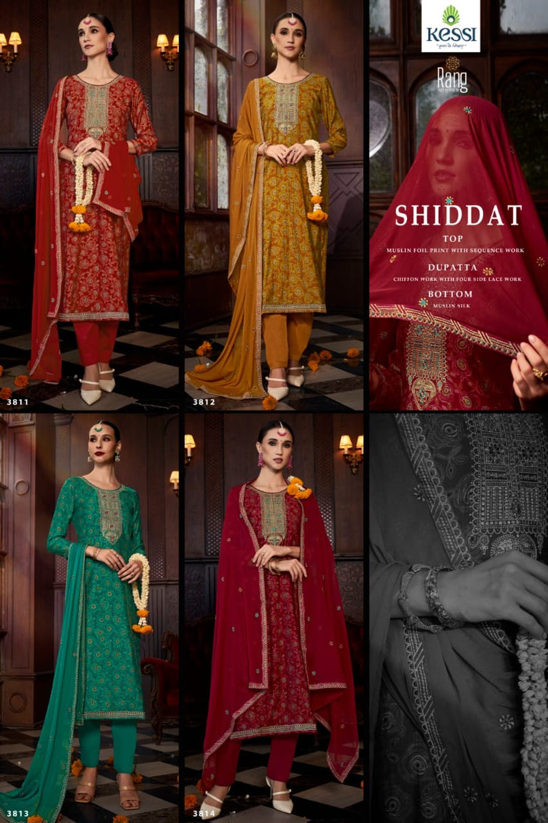 Rang Shiddat Muslin Foil Print With Fancy Sequences Work Designer Salwar Suits