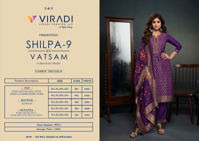 Vatsam Shilpa Vol 9 Jacquard Embroidery Work Designer Suit Collection
