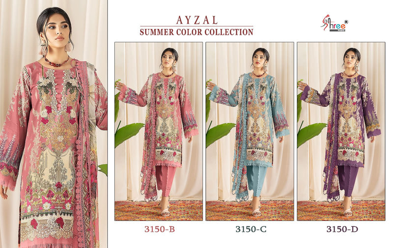 Shree Fabs Ayzal Summer Collection D No 3150 Cotton Embroidery Work Salwar Kameez