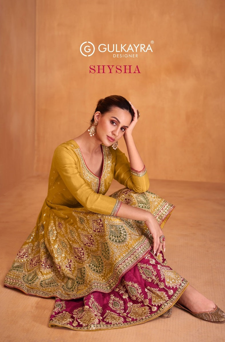 Gulkayra Designer Shysha Chinon With Heavy Embroidery Designer Suits