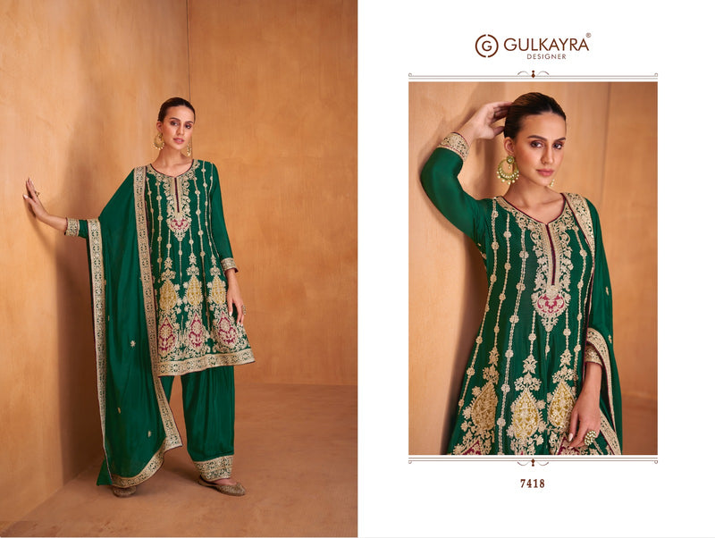 Gulkayra Designer Shysha Chinon With Heavy Embroidery Designer Suits
