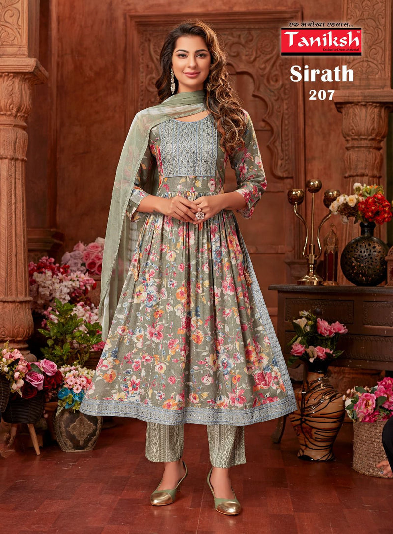 Taniksh Sirath Vol 2 Rayon Embroidery Work Designer Naira Style Fancy Kurtis