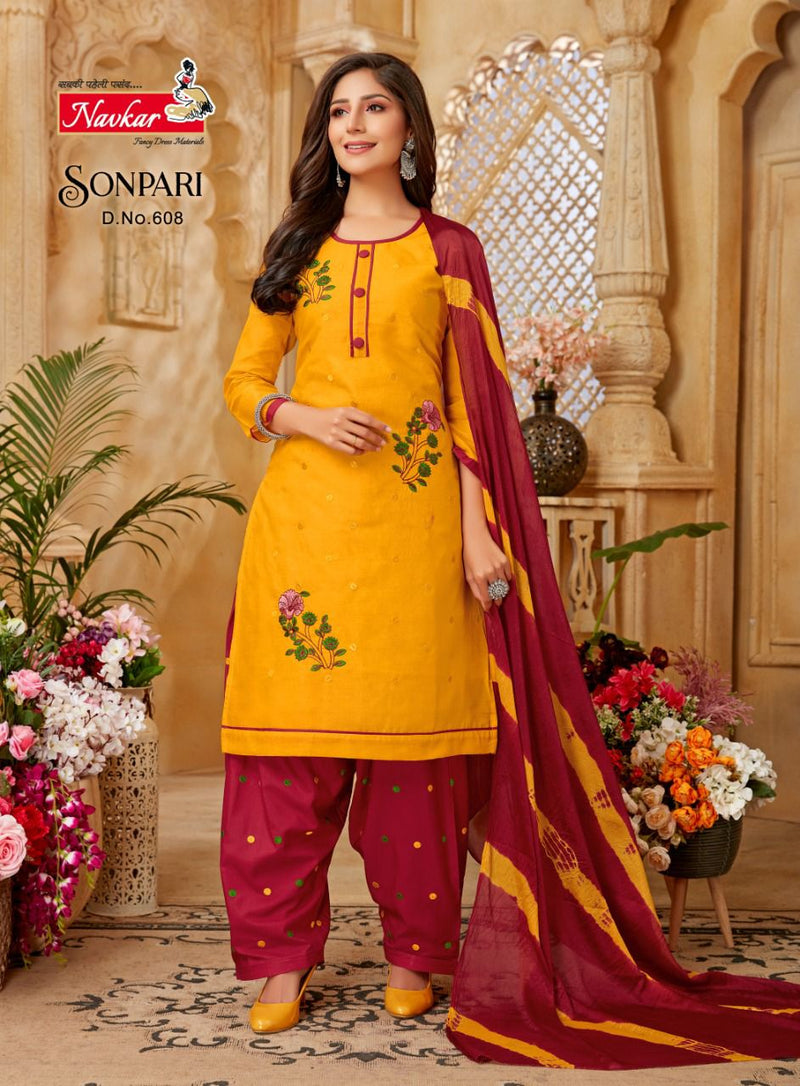 Navkar Sonpari Vol 6 Lawn Cotton Embroidery Work Ready Made Patiyala Suits