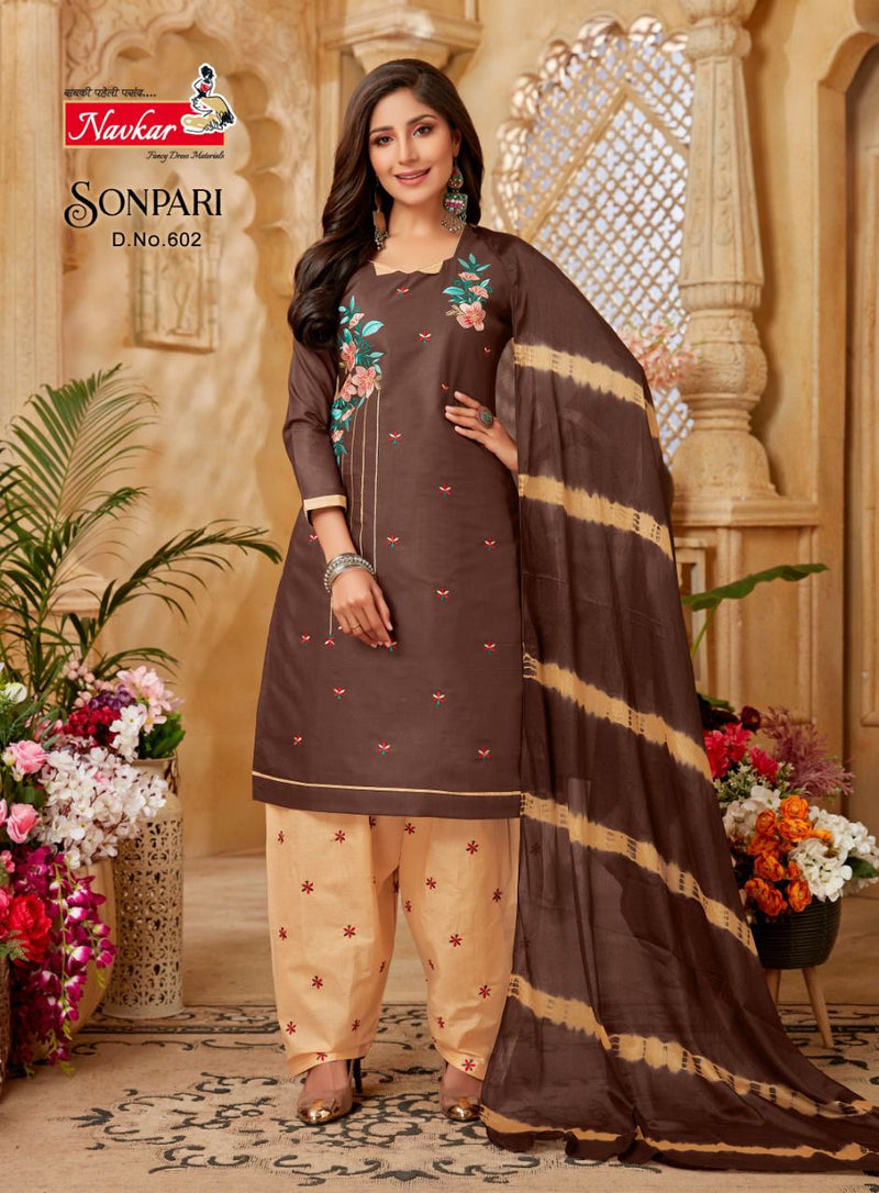 Navkar Sonpari Vol 6 Lawn Cotton Embroidery Work Ready Made Patiyala Suits