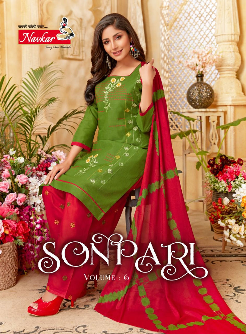 Navkar Sonpari Vol 6 Lawn Cotton Embroidery Work Ready Made Patiyala Suits