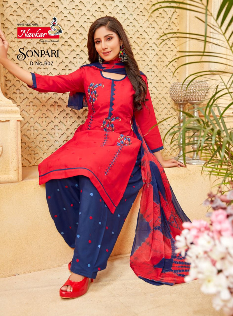 Navkar Sonpari Vol 6 Lawn Cotton Embroidery Work Ready Made Patiyala Suits