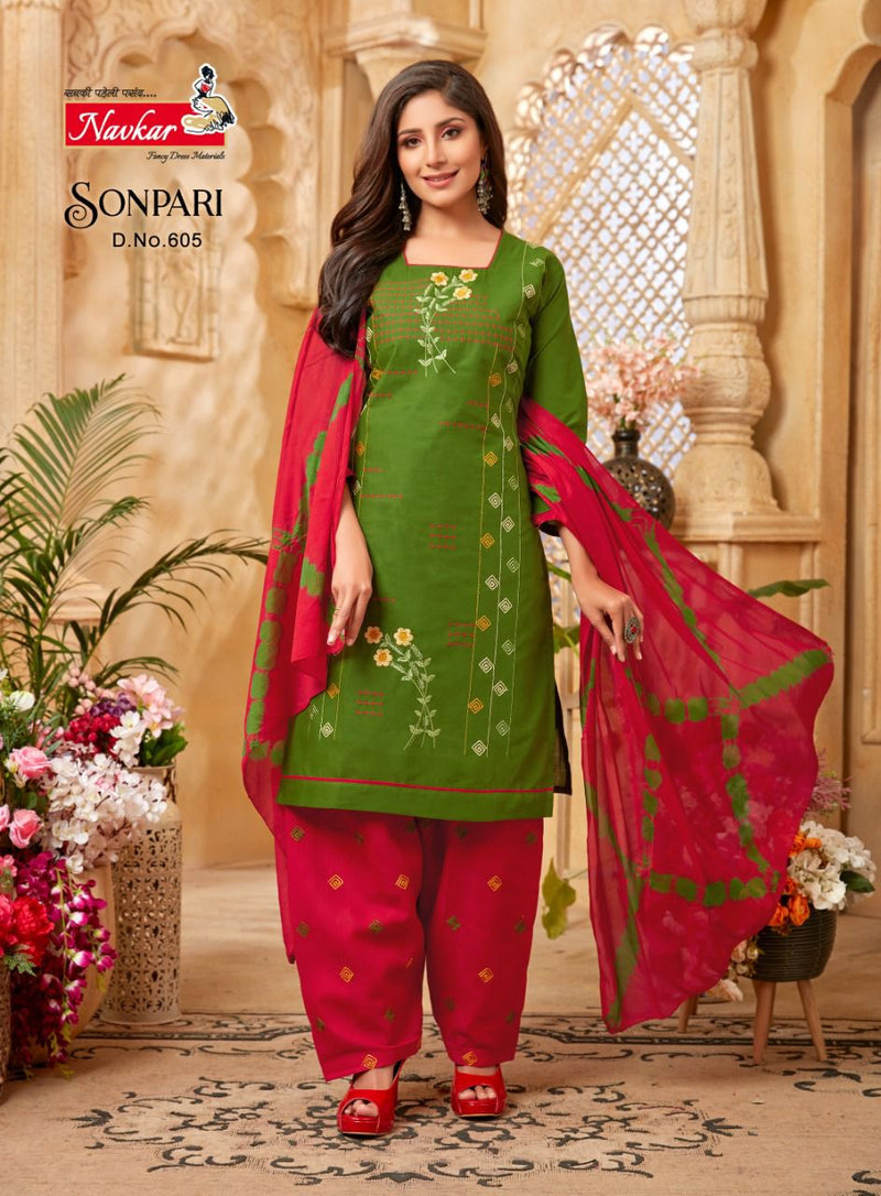 Navkar Sonpari Vol 6 Lawn Cotton Embroidery Work Ready Made Patiyala Suits