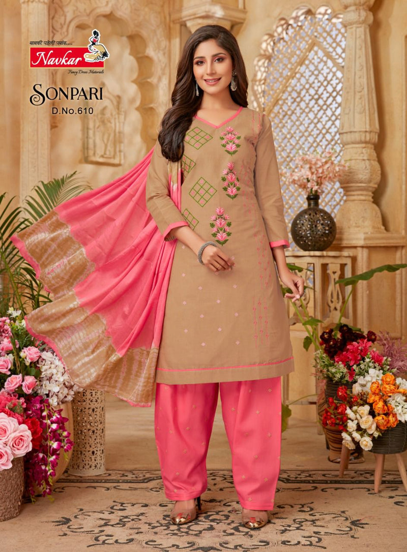 Navkar Sonpari Vol 6 Lawn Cotton Embroidery Work Ready Made Patiyala Suits