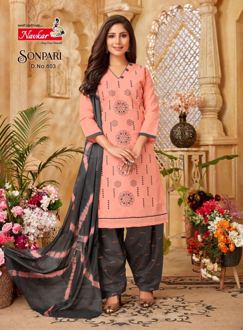 Navkar Sonpari Vol 6 Lawn Cotton Embroidery Work Ready Made Patiyala Suits