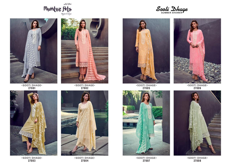 Mumtaz Arts Sooti Dhage Lawn Cotton Digital Prints With Fancy Thered Work Designer Suits