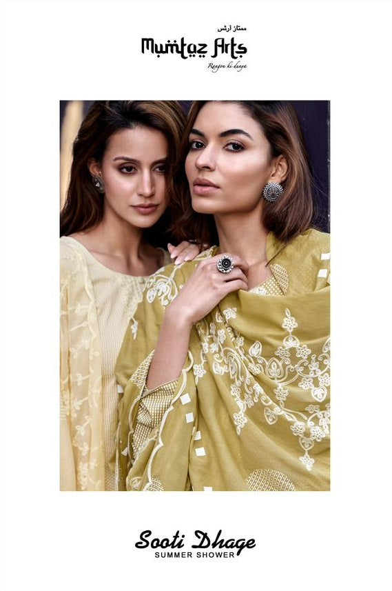 Mumtaz Arts Sooti Dhage Lawn Cotton Digital Prints With Fancy Thered Work Designer Suits
