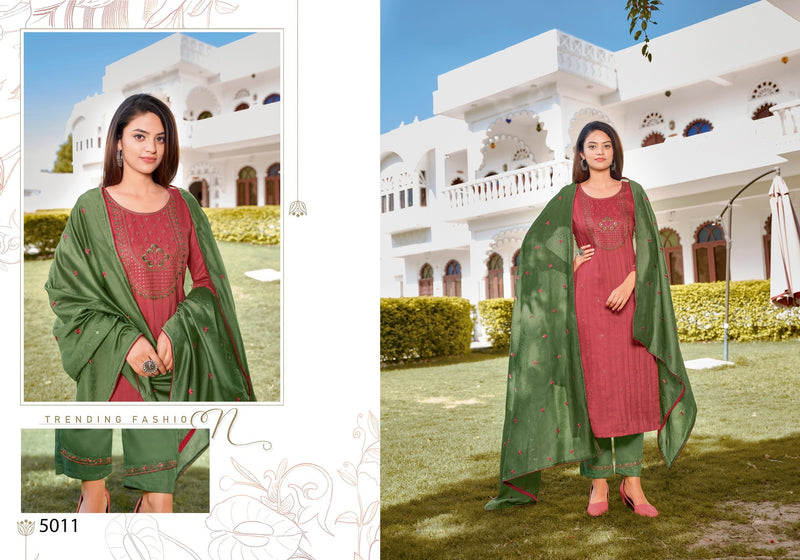 Hariyaali Srivalli Vol 5 Viscose Beautiful Embroidery Designer Kurti Combo Set