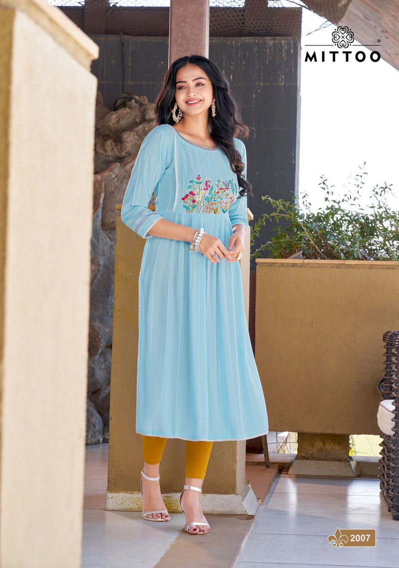 Mittoo Swagat Vol 2 Rayon With Naira Style Readymade Kurtis Collection