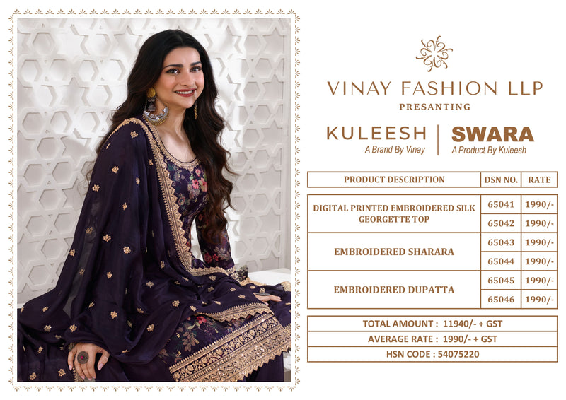 Vinay Fashion Swara Georgette Digital Print With Embroidery Suits Designer