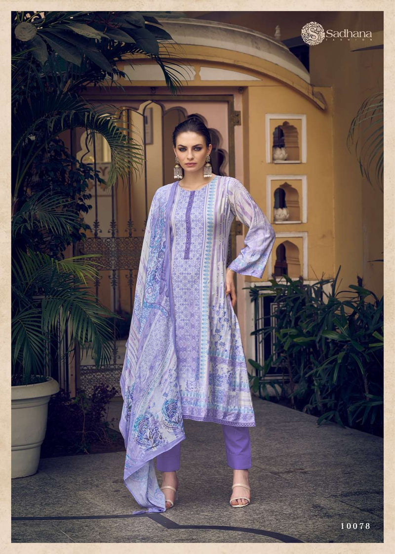 Sadhana Fashion Ryssa Muslin Silk Digital Print With Heavy Fancy Work Salwar Suit