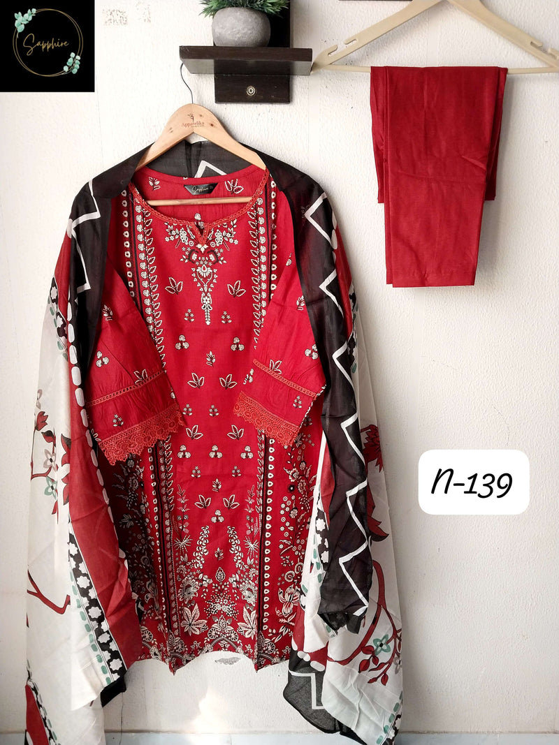 Sapphire Agha Noorain 139 Pure Lawn Cotton Printed Pret Kurti