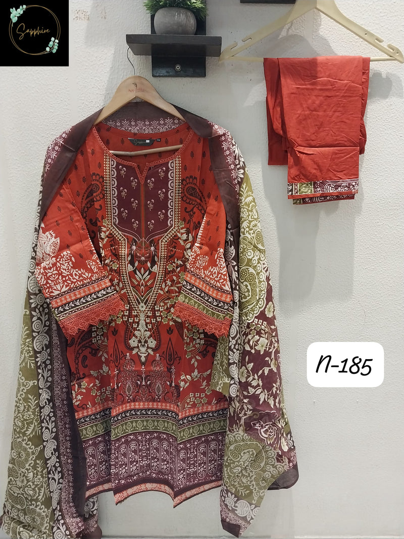 Sapphire Agha Noorain 185 Pure Lawn Cotton Printed Pret Kurti