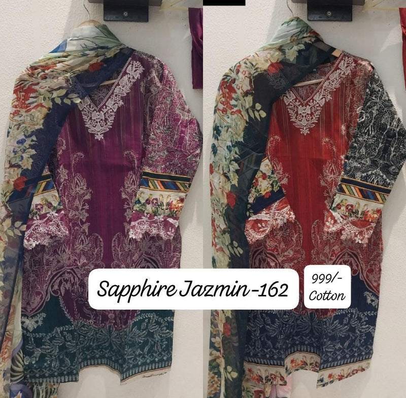 Sapphire Jazmin Vol 162 Lawn Cotton Embroidered Work Pakistani Pret Kurti
