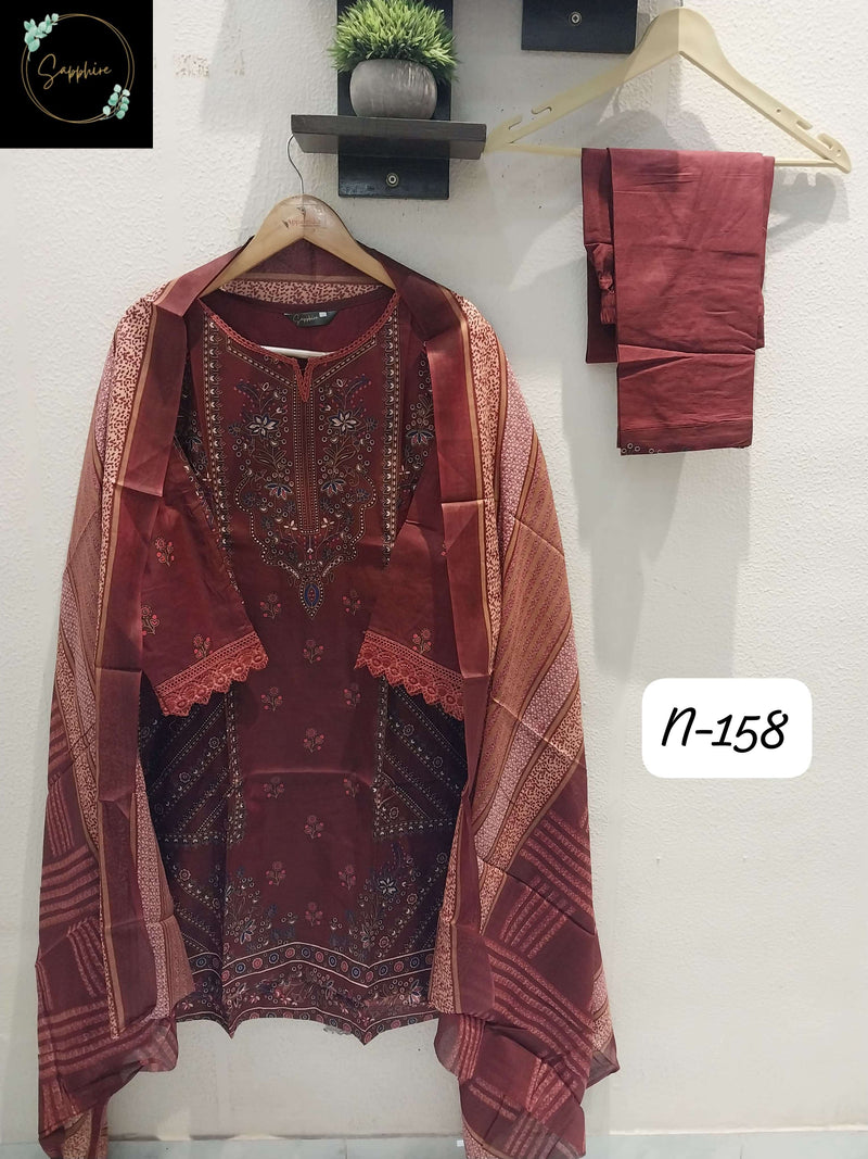 Sapphire Agha Noorain N 158 Pure Lawn Cotton Fancy Pret Kurti