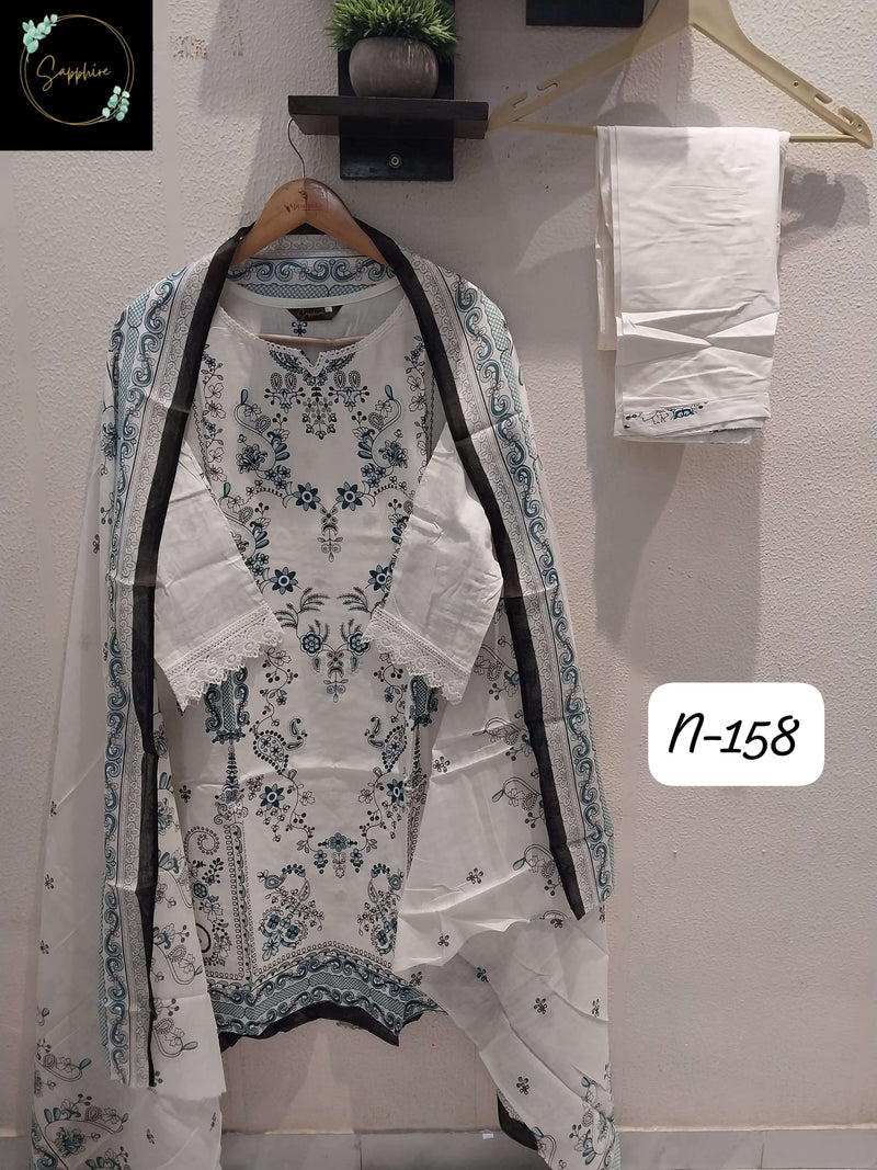 Sapphire Agha Noorain N 158 Pure Lawn Cotton Fancy Pret Kurti