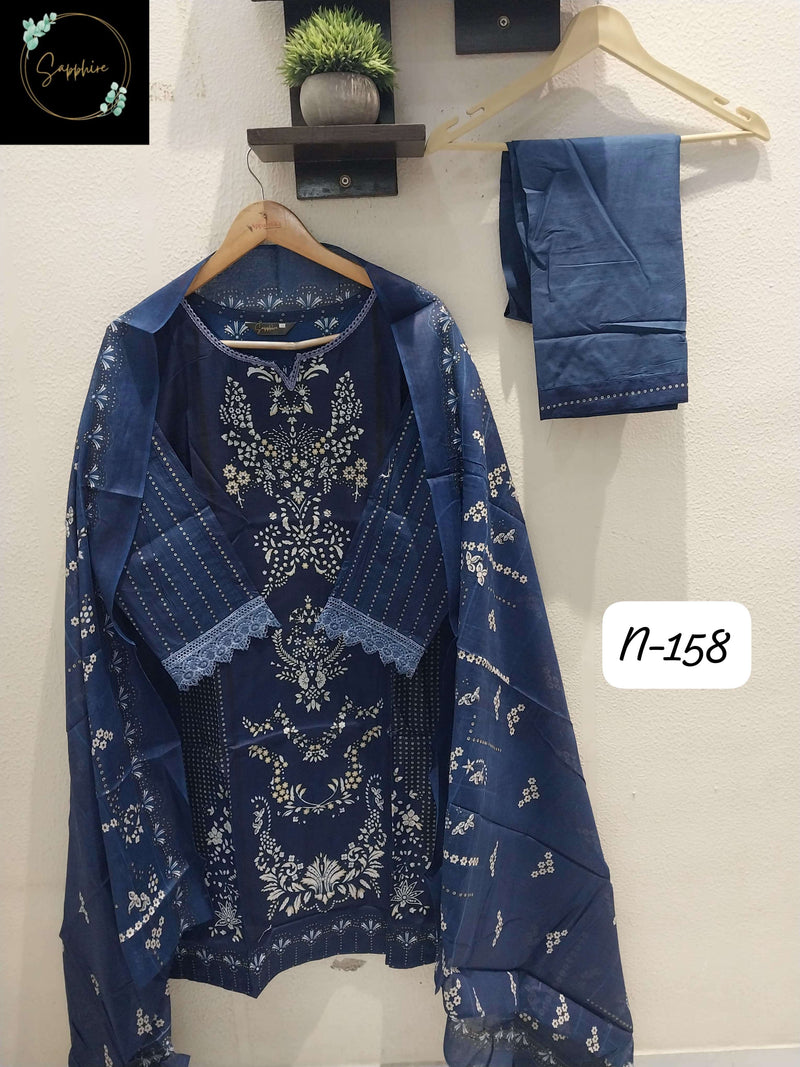Sapphire Agha Noorain N 158 Pure Lawn Cotton Fancy Pret Kurti