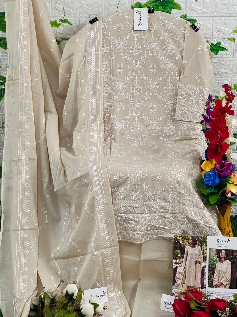 Serine Lawnkari Lawn Cotton Boring Embroidery Work Salwar Suit