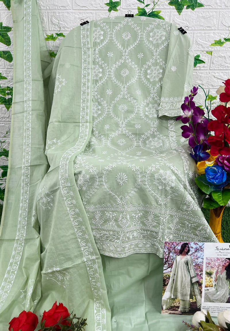 Serine Lawnkari Lawn Cotton Boring Embroidery Work Salwar Suit