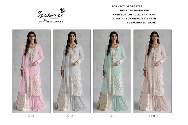 Serine S 221 Fox Georgette Heavy Embroidered Handwork Fancy Salwar Suit