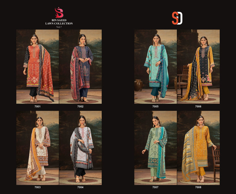Shraddha Designer Bin Saeed Vol 7 Pure Cotton Self Embroidered Work Salwar Suit