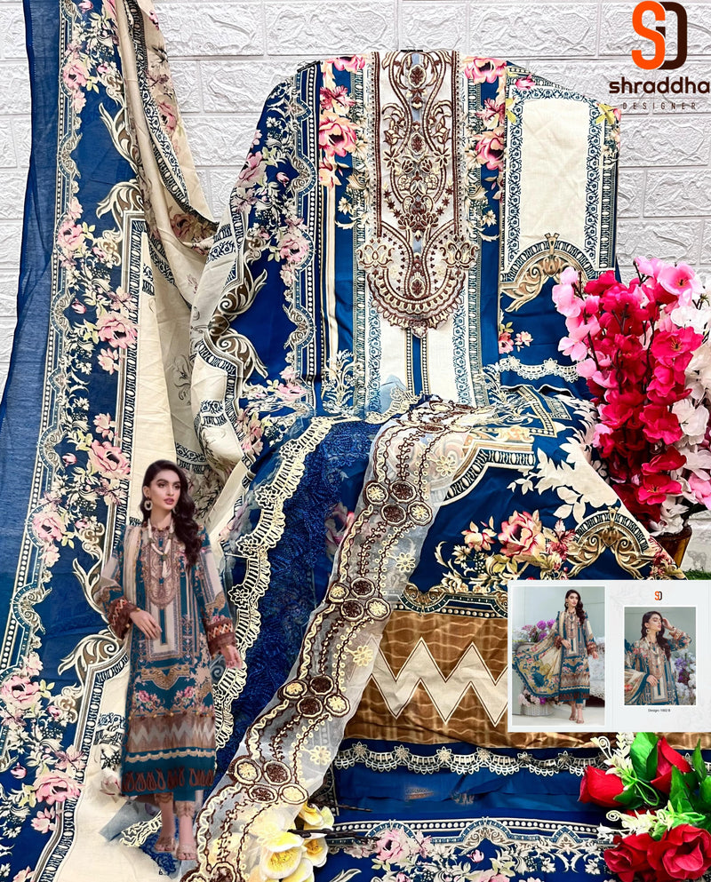 Shraddha Designer Bliss Vol 3 Lawn Cotton Embroidery Work Salwar Suit