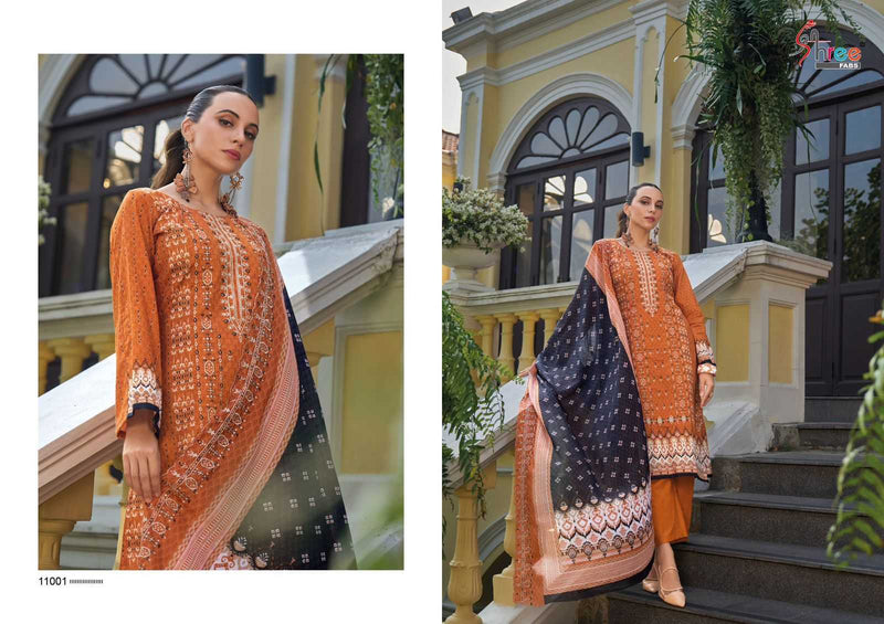 Shree Fabs Bin Saeed Lawn Collection Vol 11 Pure Cotton Self Embroidered Work Suit