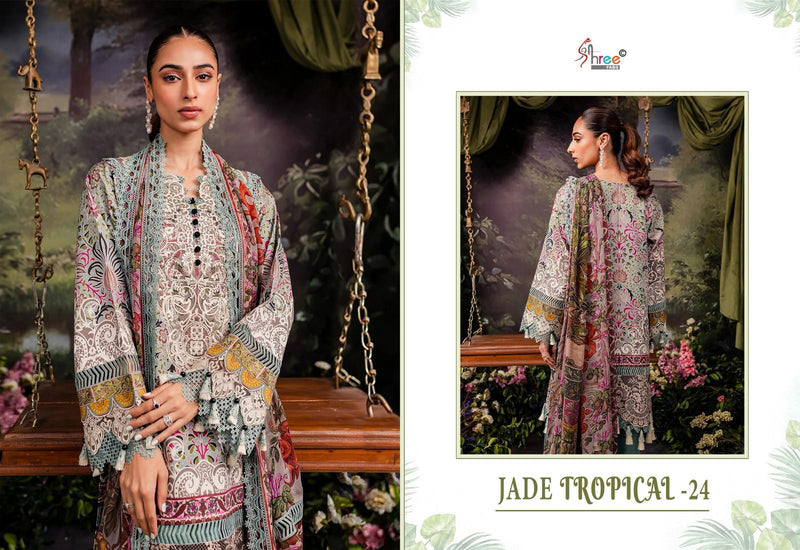 Shree Fabs Jade Tropical 24 Pure Cotton Print With Exclusive Embroidery Work Suit