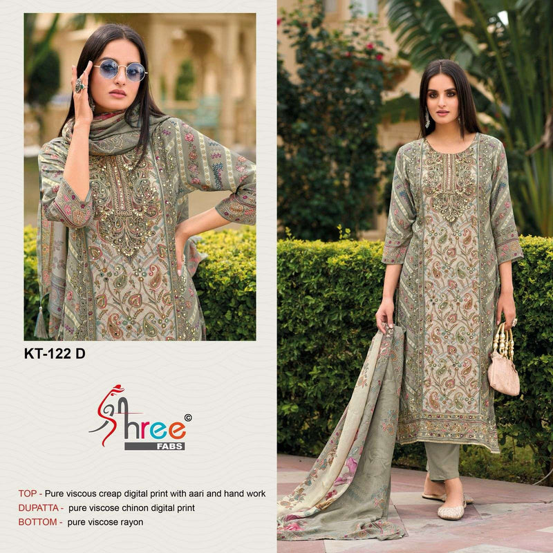 Shree Fabs Kt 122 Muslin Digital Print Handwork Pakistani Suits
