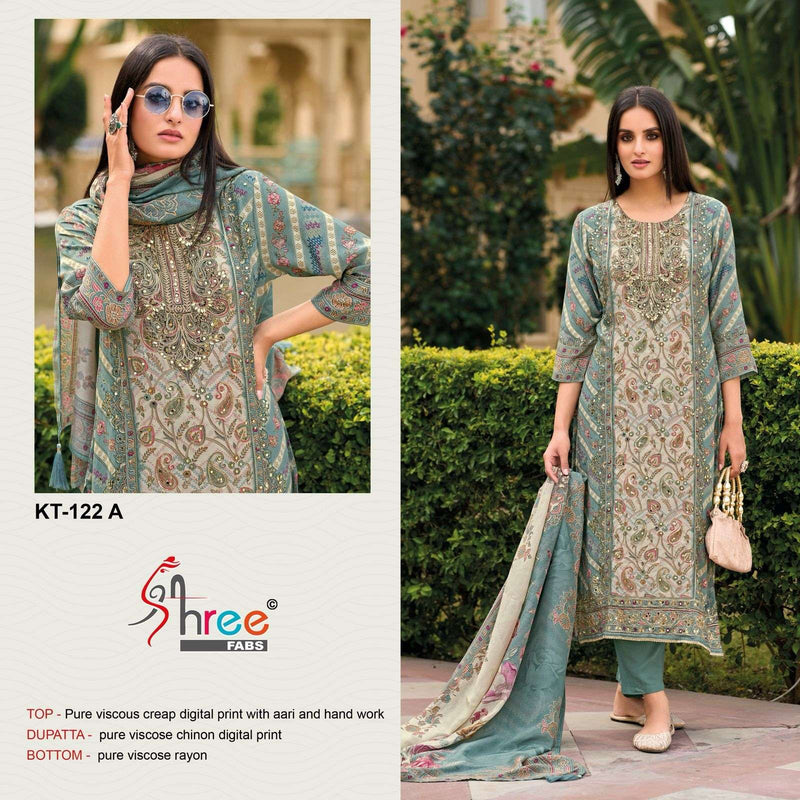 Shree Fabs Kt 122 Muslin Digital Print Handwork Pakistani Suits