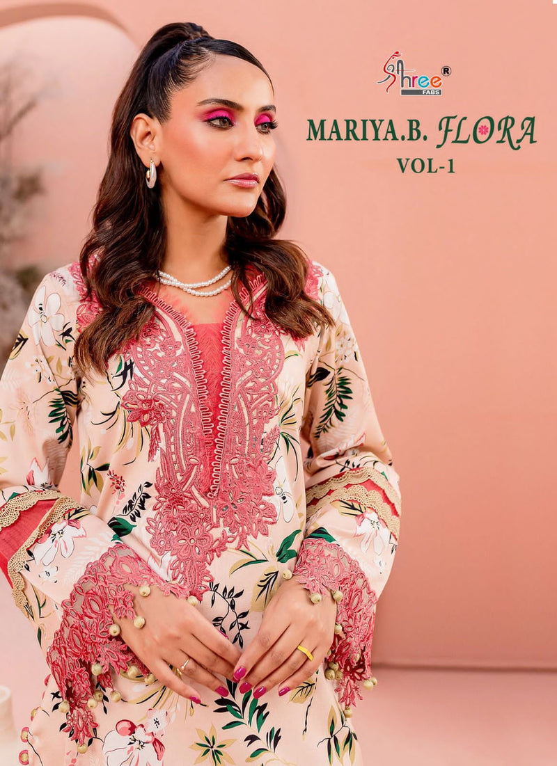 Shree Fabs Maria B Flora Vol 1 Pure Jam Cotton Print With Exclusive Embroidery Work Salwar Suit