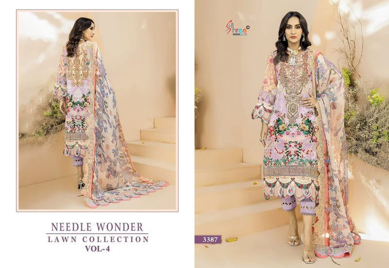 Shree Fabs Needle Wonder Lawn Vol 4 Pure Cotton Print With Emroidery Work Salwar Suit