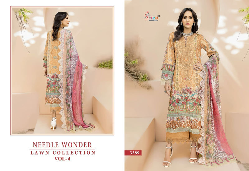 Shree Fabs Needle Wonder Lawn Vol 4 Pure Cotton Print With Emroidery Work Salwar Suit