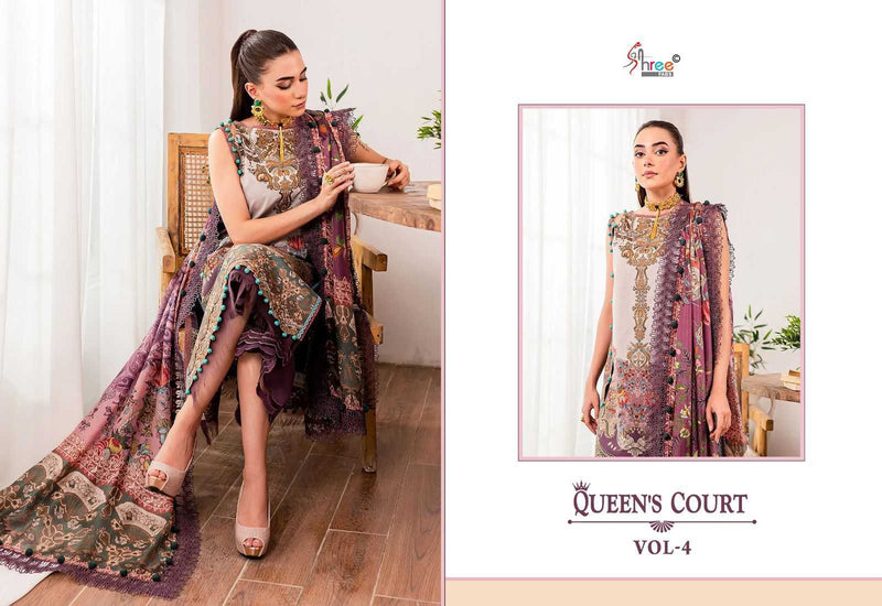 Shree Fabs Queen Court Vol 4 Pure Cotton Print With Embroidery Work Salwar Suit