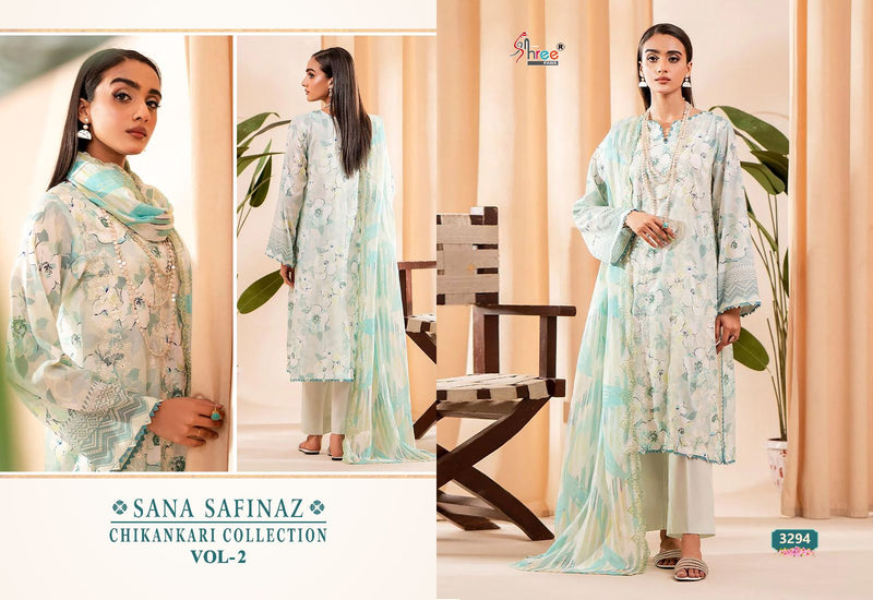 Shree Fabs Sana Safinaz Chikankari Collection Vol 2 Pure Cotton Print With Self Embroidered Dupatta Work Salwar Suit