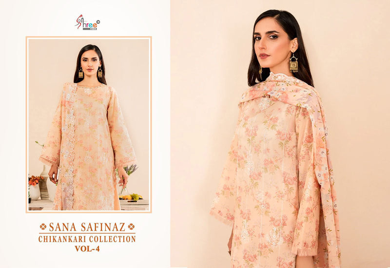 Shree Fabs Sana Safinaz Chikankari Vol 4 Pure Cotton With Self Embroidery Work Salwar Suit