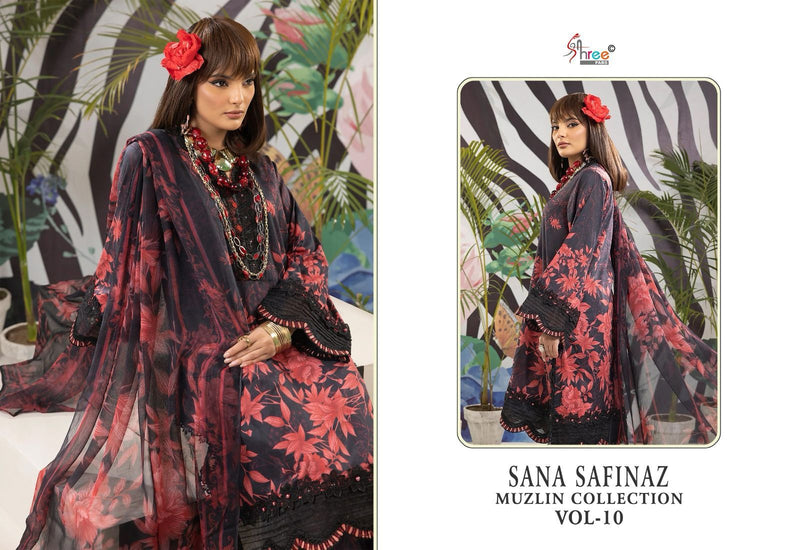 Shree Fabs Sana Safinaz Muzlin Collection Vol 10 Cotton Print Embroidered Salwar Suit