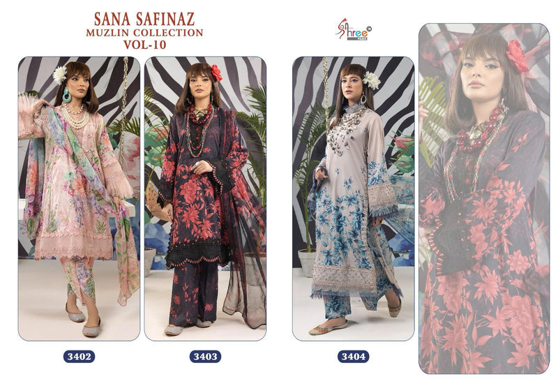 Shree Fabs Sana Safinaz Muzlin Collection Vol 10 Cotton Print Embroidered Salwar Suit