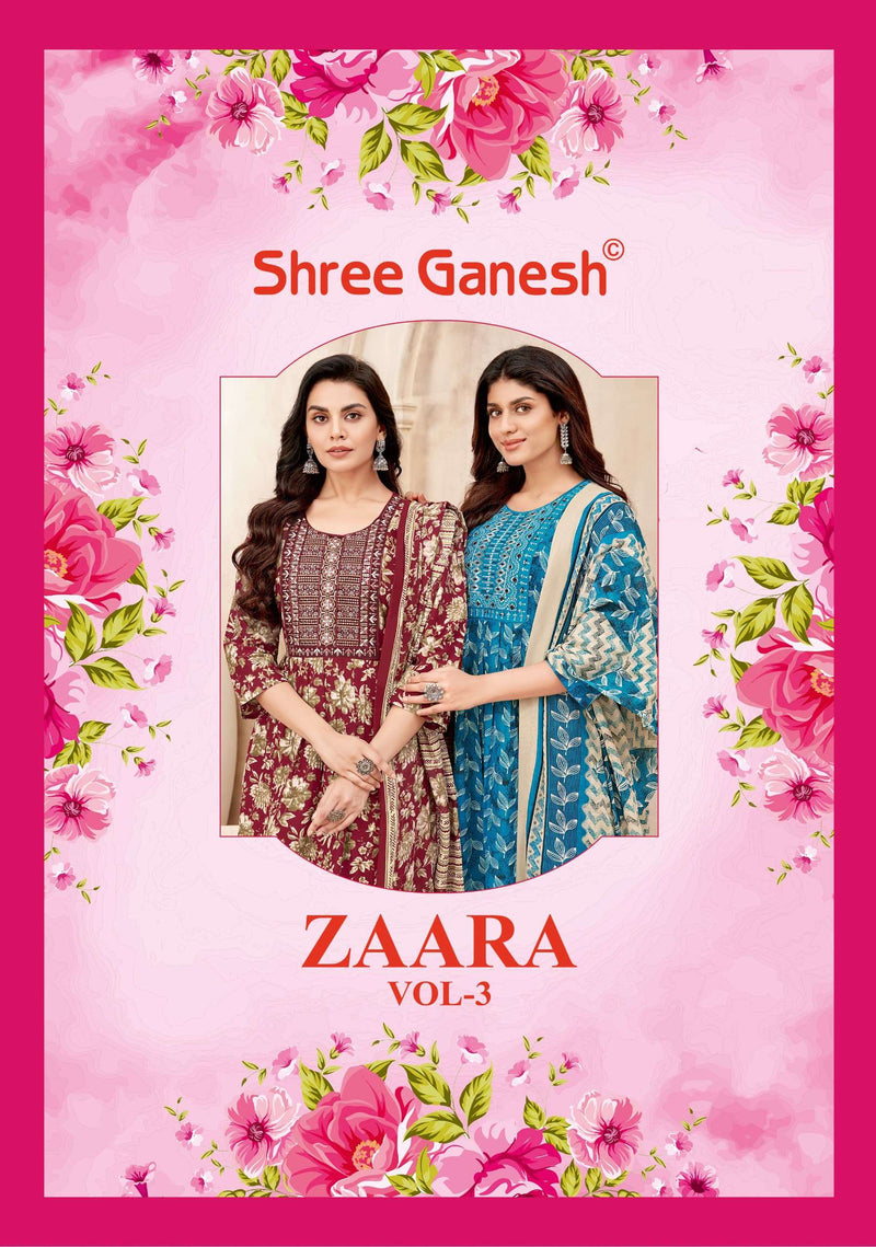 Shree Ganesh Zaara Vol 3 Cotton Naira Cut With Sequence Embroidery Fancy Designer Combo Set Of Kurti
